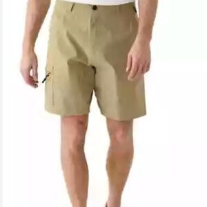 Tan Cargo Shorts with Relaxed Fit and Belt Loops